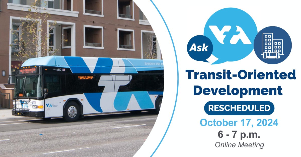 VTA's tweet photo. After careful consideration, tomorrow's scheduled #AskVTA event will be postponed to Thursday, October 17. We hope to see you then.
https://t.co/fkcyoChwNw https://t.co/tEt9hQcMNM
