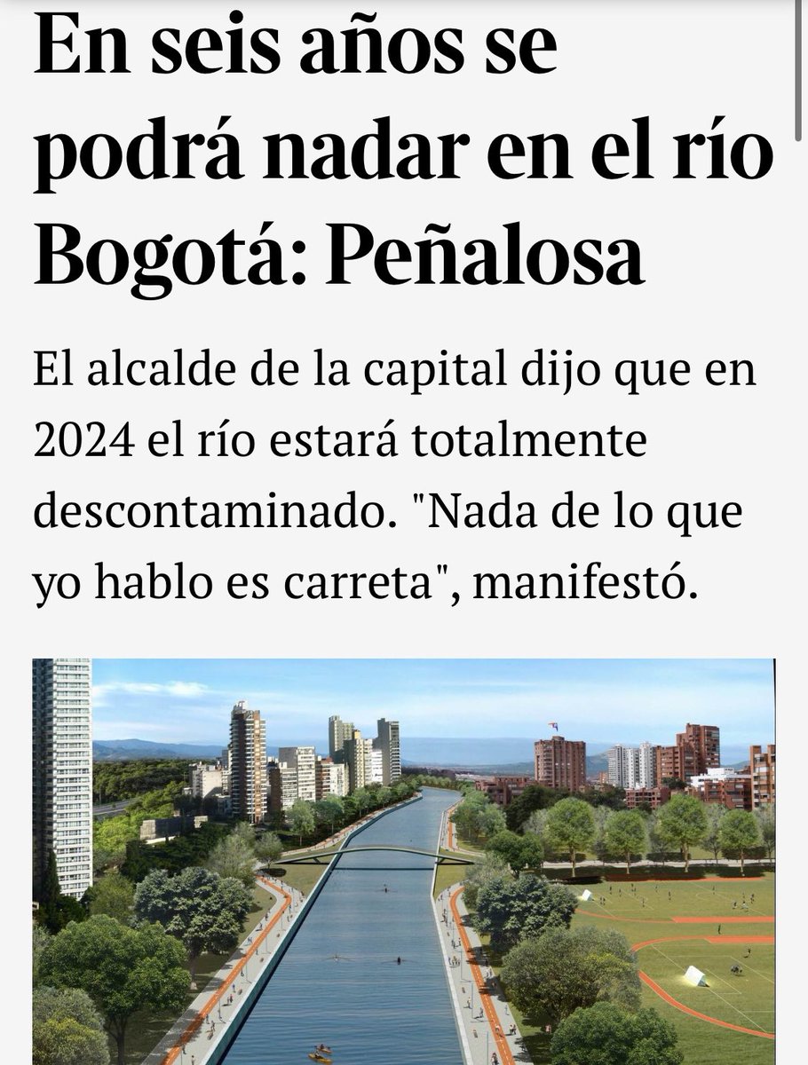 PizarroMariaJo's tweet photo. Hoy se cumplen 6 años de esta afirmación. Me pregunto ¿Dónde estará @EnriquePenalosa?
¿Nadando en el río Bogotá?

Esta falsa promesa, como su administración, fueron una burla para Bogotá. https://t.co/XT3okBb0p2. https://t.co/IQiBsKiEml