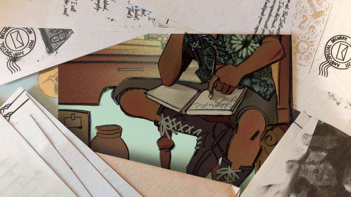 goodbirb. “Alonzo Victor Devaraux van der Dawes in his Study”, 2024. In A Chaotic Cataloging: A Seasons of Hieron Fanzine.

Find <a href="/goodbirb/">mullet agenda @goodbirb.bsky.social</a> on twitter &amp; tumblr!

Preorder YOUR zine at crowdfundr.com/HieronZine #friendsatthetable #hieronzine