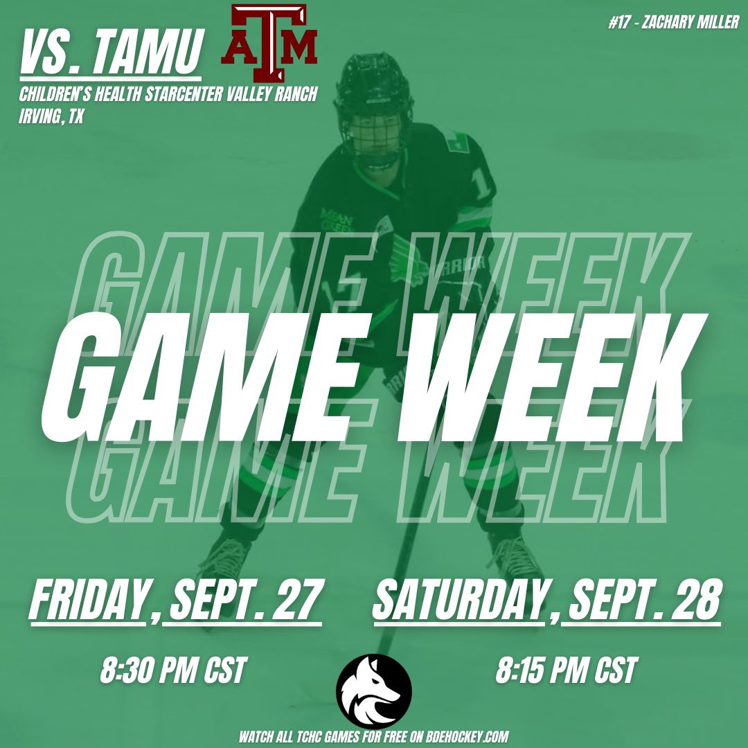 meangreenhc's tweet photo. GAME WEEK!

UNT is back at it and home for the first time this season, taking on the Aggies of College Station!

Make sure to come out and support the Mean Green, ALL HOME GAMES ARE FREE!

#GMG | #UNTHockey https://t.co/YlYfpIGGXQ