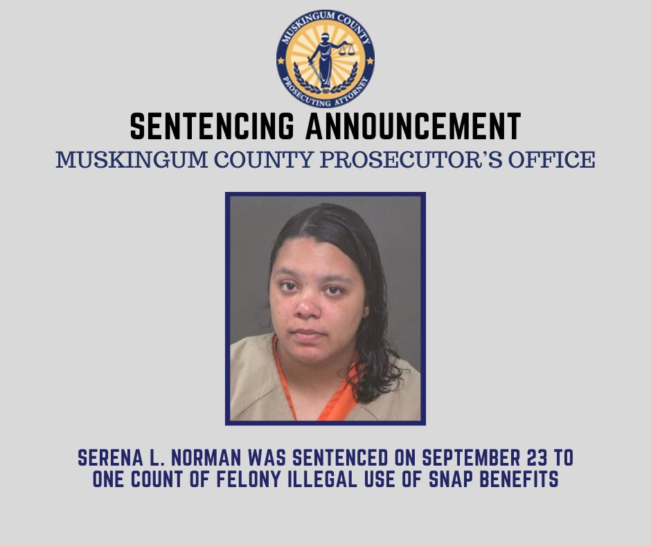 A Zanesville woman was sentenced in Muskingum County Court of Common Pleas for lying on her food stamp applications. 

bit.ly/3TFy8TF