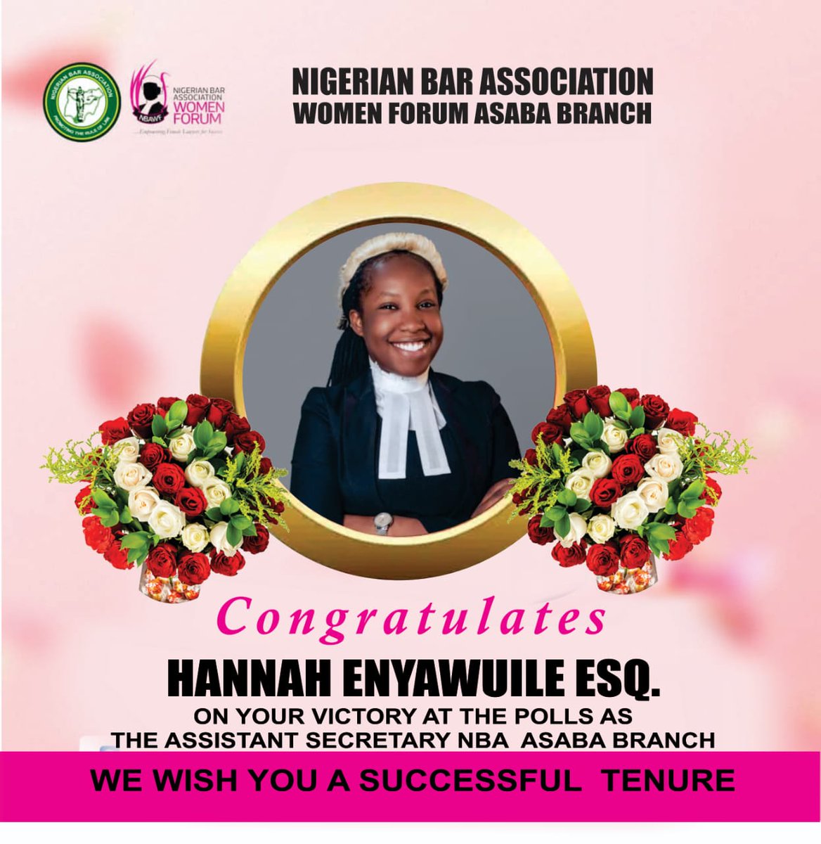 As it pleases the Lord. ✨

E. C. Hannah, Esq.
Asst. Secretary Elect, NBA Asaba.