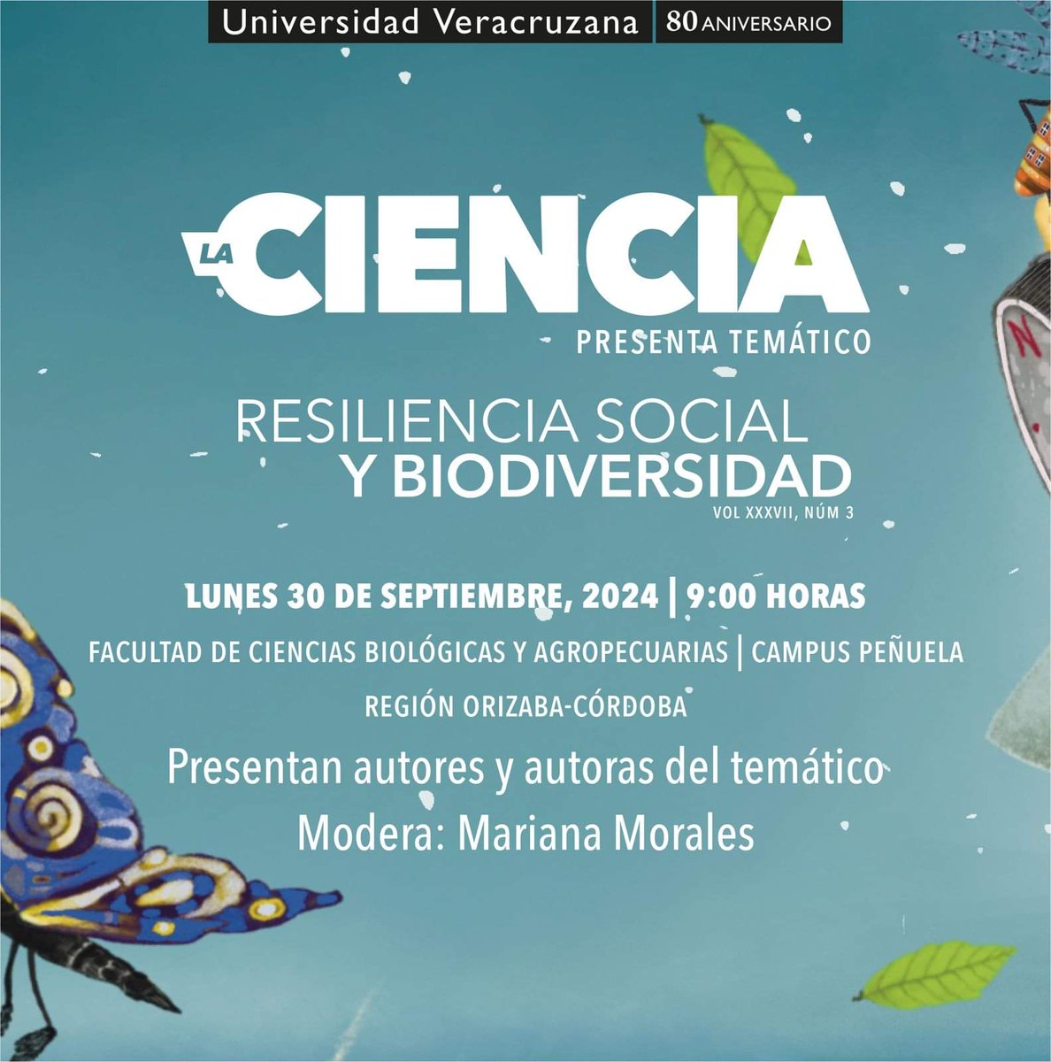 ¡Sé parte de la conversación!✨
Te invitamos a la presentación del nuevo número de la revista La Ciencia, donde podrás dialogar con algunos de los autores y autoras de esta edición dedicada a la resiliencia social y la biodiversidad. 🌿🌍
#CienciaUV #revistalaciencia