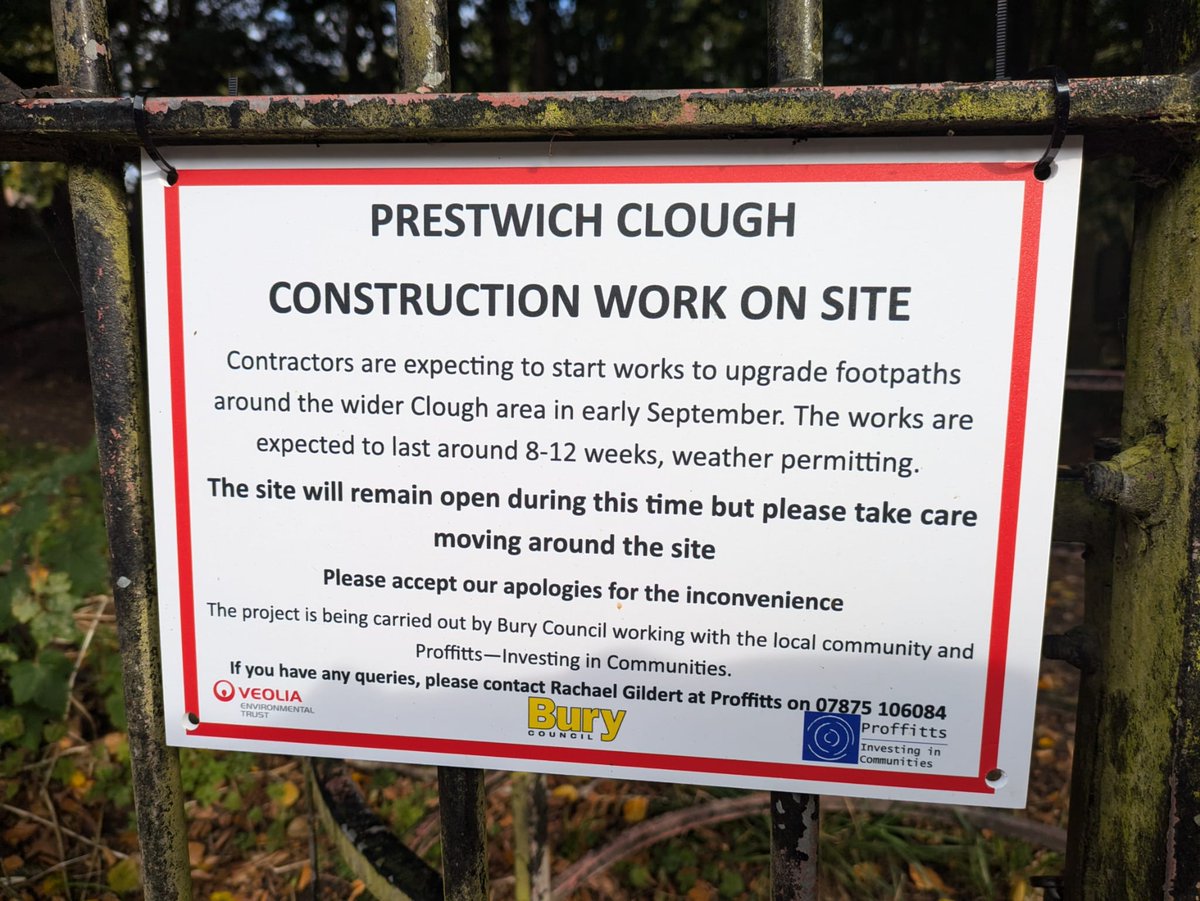 Upgrades to Prestwich Clough and St.Mary’s Flower Park starting soon. These works include upgrades to the footpaths, surfacing, and drainage