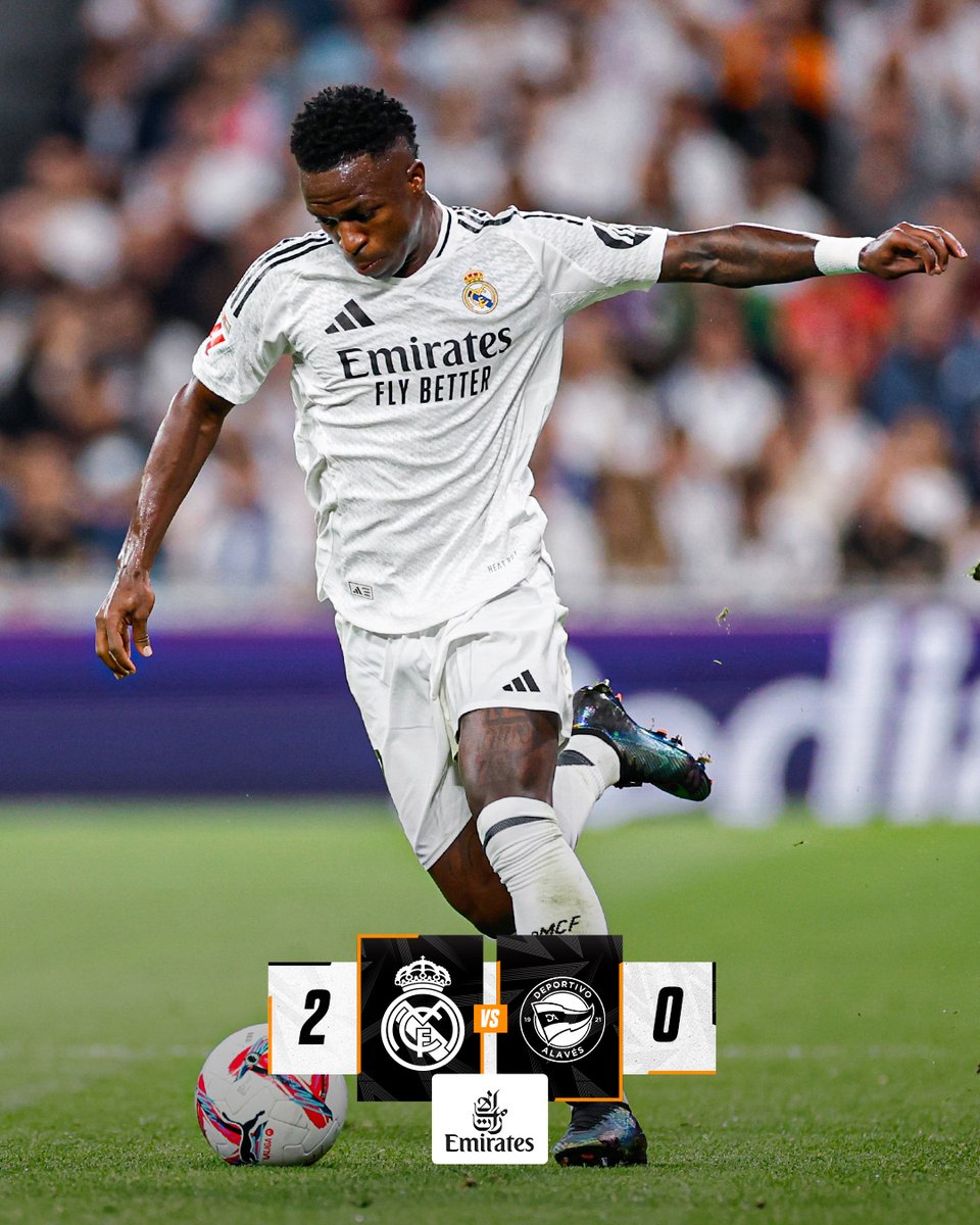 realmadrid's tweet photo. ⏸️ @RealMadrid 2-0 @Alaves
⚽ 1' @Lucasvazquez91
⚽ 40' @KMbappe
#RealMadridAlavés | @emirates https://t.co/MH5wBG8k0e