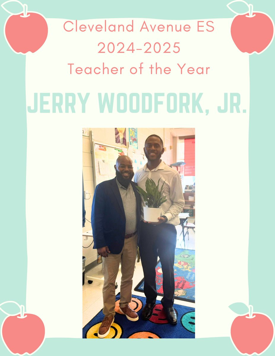 Woohoo! Congratulations to our 2024-2025 Teacher of the Year, Mr. Woodfork! 🎉