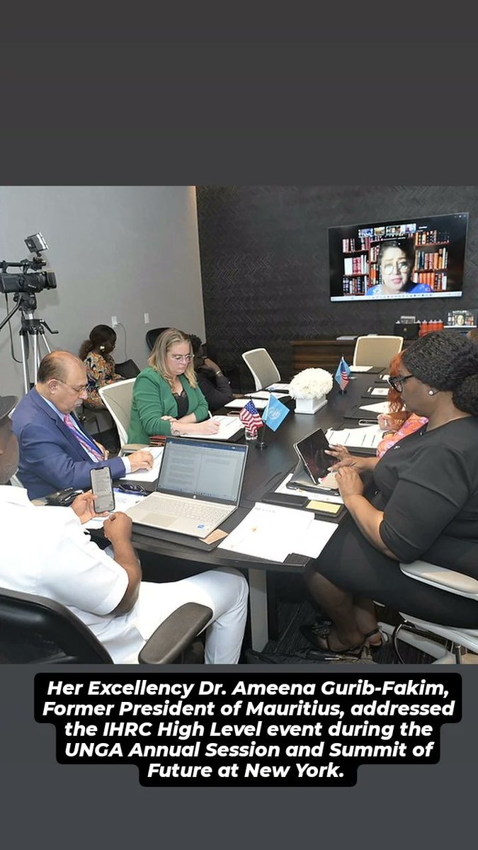 ihrcrfthq's tweet photo. IHRC Chief, Excellency President Ameena Gurib-Fakim, H.E Asra Khan, H.E Malik Nadeem Abid addressing the IHRC high-level sidelines on the Summit of Future and UNGA at New York. https://t.co/tAgHn1VDH0