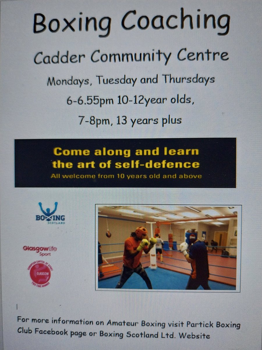 PartickBoxing's tweet image. Anyone wanting to learn to box you know where to find us. @CadderPrimary @johnpaulacademy @ClevedenPe @ClevedenSec42 @MaryhillSummCC @Maryhill_FC @StBlanesGCC @caldercuilt