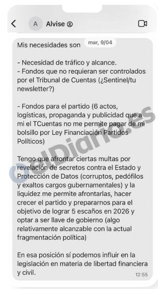 eldiarioes's tweet photo. Alvise Pérez cobró 100.000 euros en metálico de un empresario de criptomonedas durante la campaña

🔹Tras la entrega, le confirmó que había recibido el dinero

🔹Esa misma mañana le había dicho que esos fondos le venían muy bien para financiar la campaña https://t.co/xzrELKyVId https://t.co/IdSNkATQ2x
