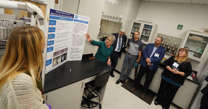FDA's tweet photo. Today, the National Forensic Chemistry Center (NFCC) celebrates a ribbon cutting of its newly renovated facilities, part of a $400 million investment in FDA lab facility modernization, and ultimately the American people as we work to serve the public more efficiently.