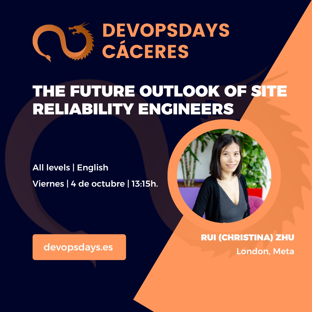 🔍 Descubre cómo la IA puede transformar la contratación y fomentar la inclusión con Christina en #DevOpsDaysCC24 ¡Prepárate para una charla que te abrirá los ojos! 🌐

📢 The future outlook of site reliability engineers
👤 Rui (Christina) Zhu
ℹ️ devopsdays.es/ponente/rui-zhu

#Cáceres