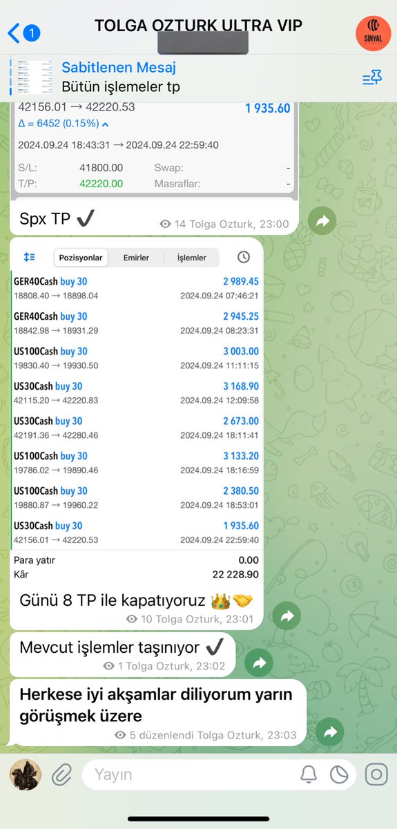 OztukTolga's tweet photo. #UltraVip #Telegram kanalımızda verimli bir günü geride bırakıyoruz 🤝
Günü 8 Tp ile kapattık ✔️
#forexeducation #BORSA #BIST1O0 #SPX500 #NASDAQ100 #ger30 https://t.co/DnWzq1wbk2