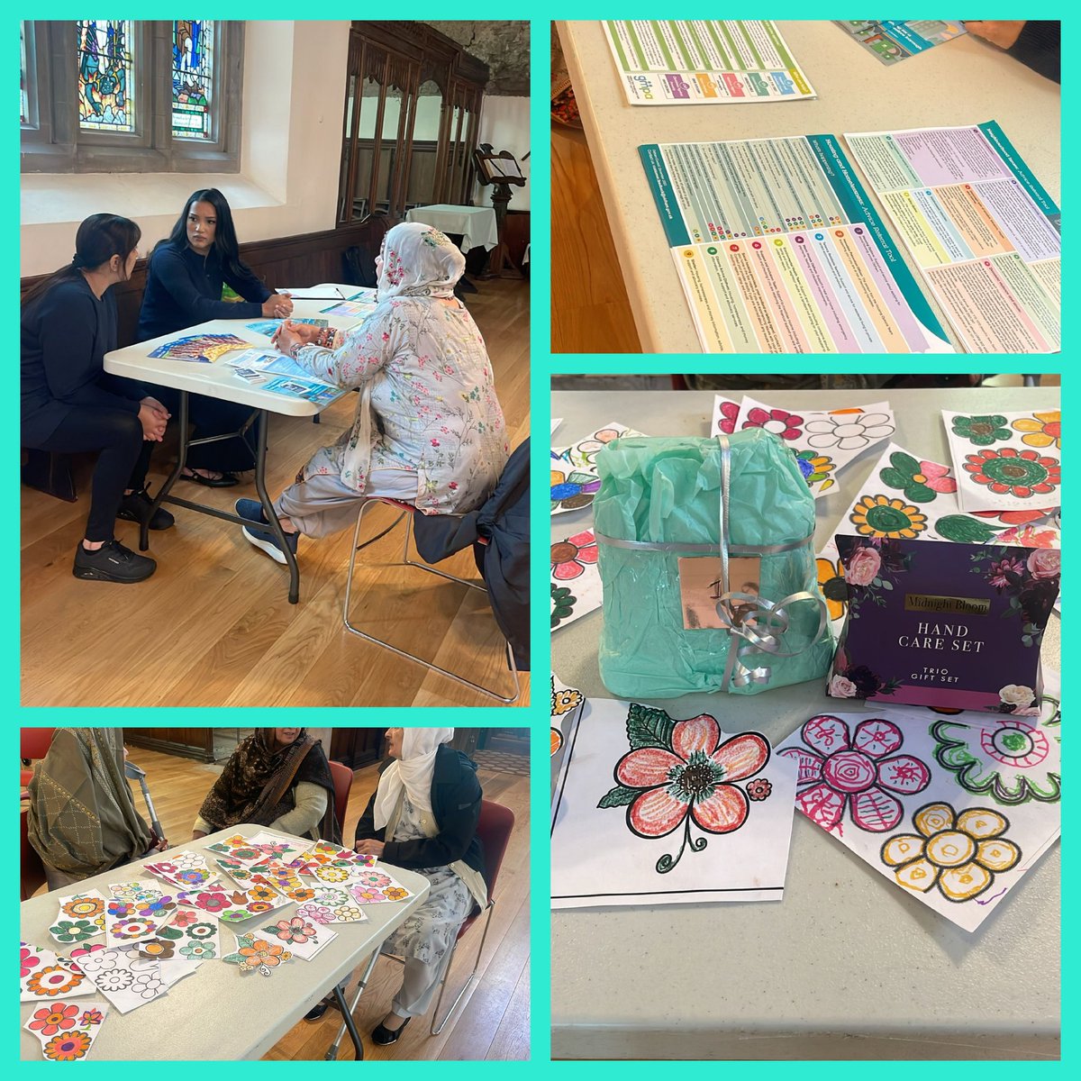 GMSAW2021's tweet photo. Lots of activities for our over 60s women to take part in today #chairbased #exercise followed by #advice #massage &amp; prize for best #drawings @HWOldham @WeActTogether @OldhamCouncil https://t.co/UoMOFTQs8N