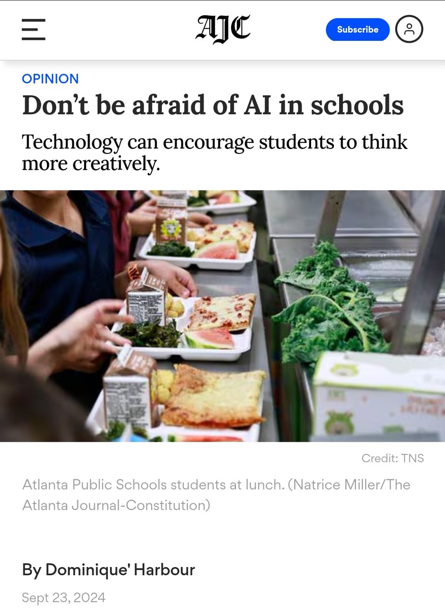 APSITDominique's tweet image. Thrilled to share an opinion piece I wrote in the @ajc!📰Check it out when you get a chance and let me know your thoughts! bit.ly/3XU5QHp (Change your browser to reading mode to read without subscribing) #edtech #creativityineducation #AIineducation