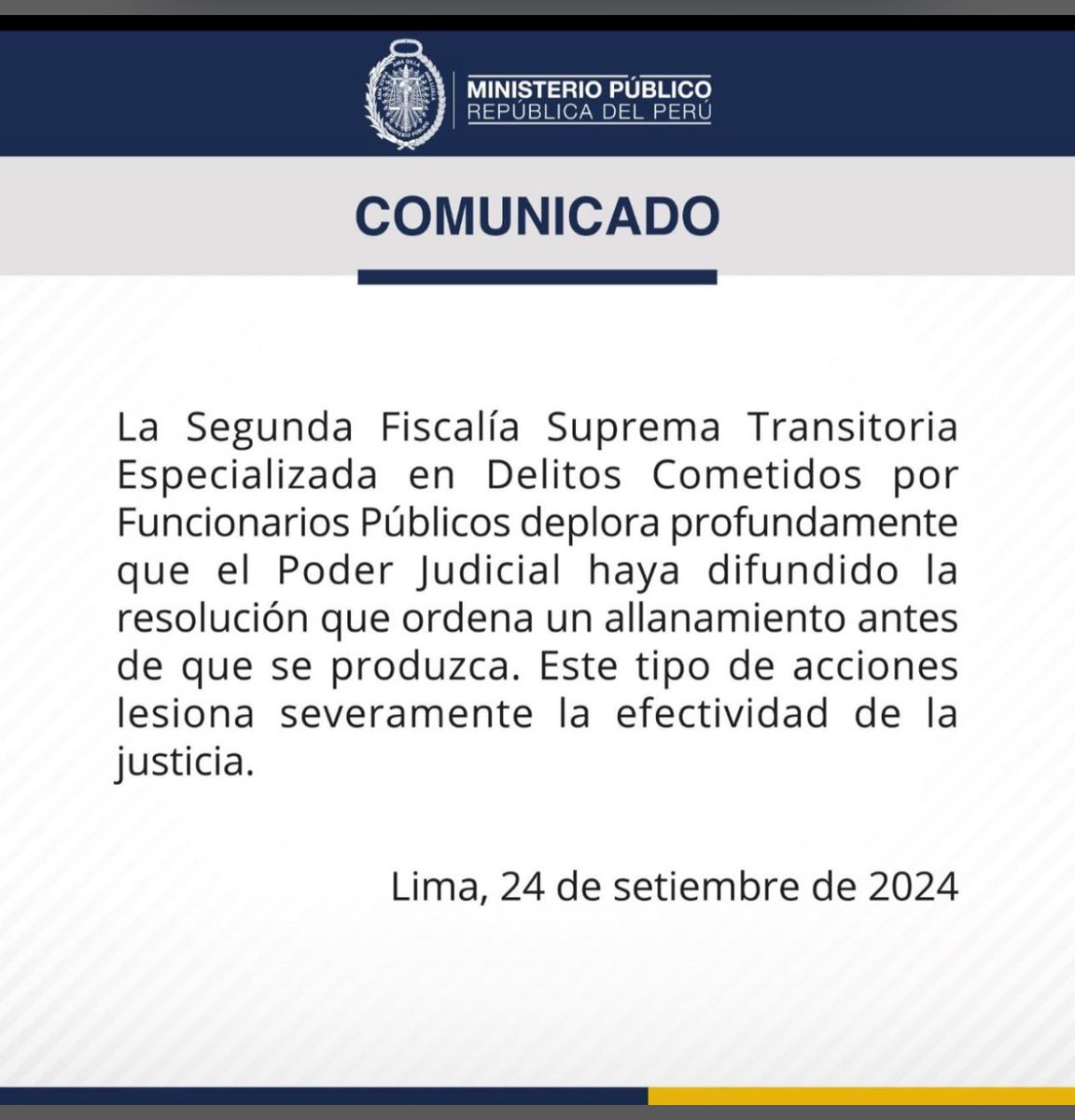 Deploro profundamente que la Segunda Fiscalía Suprema haga pedidos efectistas, mas no efectivos.