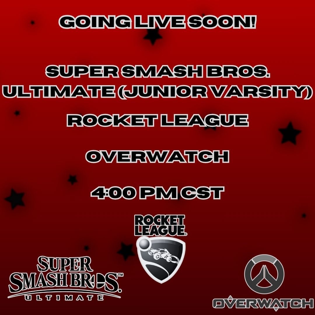 We are going live at 4 PM CST today playing Smash, Rocket League, and Overwatch!
We hope to see you there!