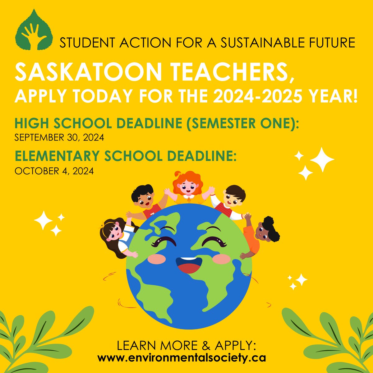 Are you a #YXE teacher concerned about climate change? Looking for ways to empower your students through sustainable initiatives AND connect it to curriculum? We can help! Learn more about Student Action for a Sustainable Future &amp; apply here: bit.ly/SES-SASF