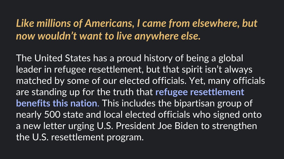 RefugeeAdvcyLab's tweet photo. In a powerful @commondreams article, @BKanyamanza, #RefugeeStorytellersCollective, @IRAP & #USRAB, urges @POTUS to listen to nearly 500 bipartisan state & local elected officials from across the country & invest in the U.S. refugee resettlement program.
https://t.co/d7r6lEQN1G https://t.co/gsoWYo1VAQ