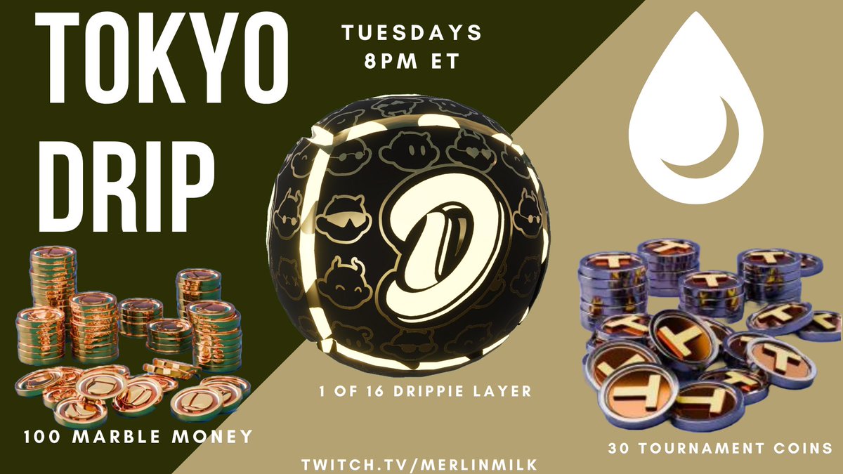 merlin_milk's tweet photo. Check it out! Every Tuesday at 8 EST, we will be running races for a chance to get your grubby hands on a drippie layer. Come check it out tonight as well as every other Tuesday!
#marblesonstream #marbles #twitch #twitchtv #giveaway #TokyoDrip #drippies #drippiest #stream https://t.co/1cBiuFhavq
