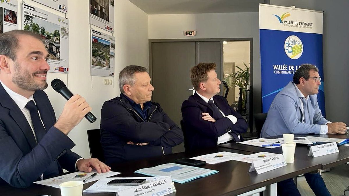 MatPardell's tweet photo. Avec le @Prefet34 et le Président du CTS, nous avons lancé les #CNRSanté territorialisés à Gignac. 16 réunions publiques auront lieu d’ici janvier 2025 pour repenser notre système de santé autour de l’accès aux soins et de la perte d’autonomie @ARS_OC @DJARSOccitanie https://t.co/Tyb7kXjUFS