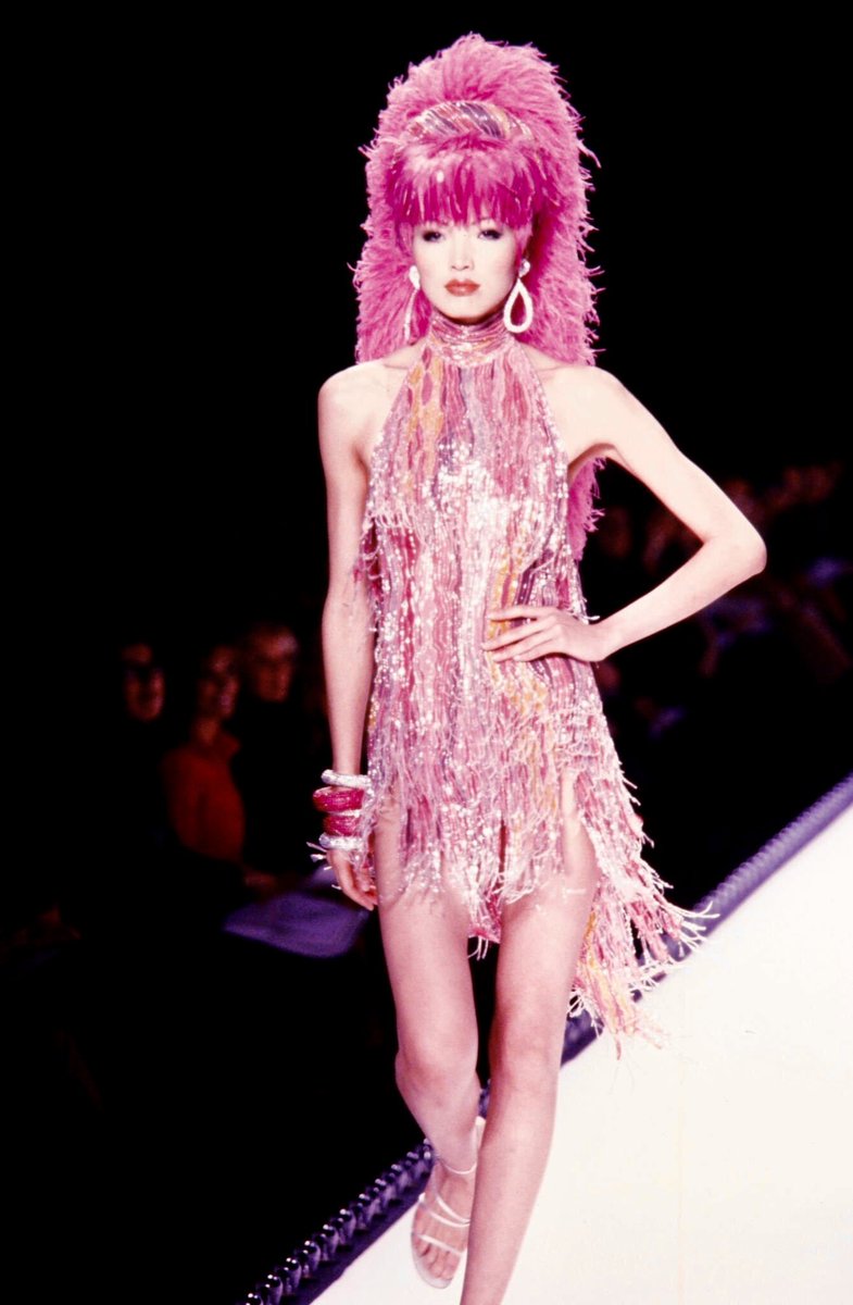 beyonc wearing bob mackie 'to broadway with love' fall/winter 2002 hand- beaded silk dress for w magazine may 2002 issue, styled by joe zee and  photographed by michael thompson