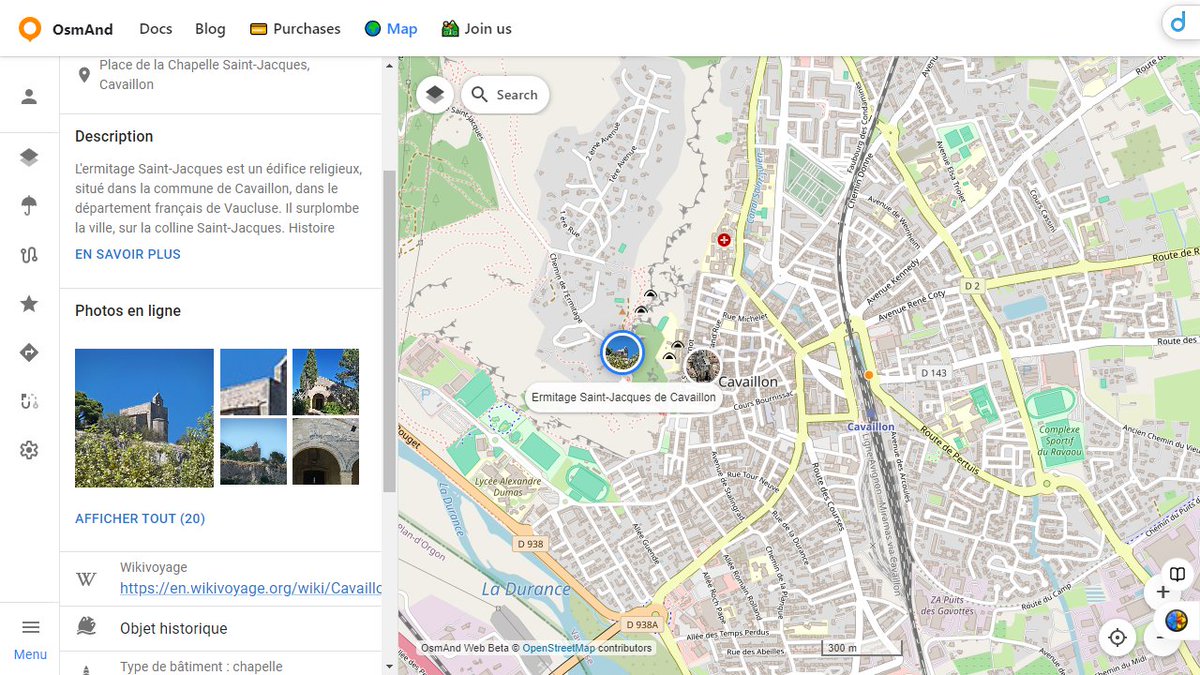 Qui n'a pas révé d'avoir une carte d'OSM qui soit cliquable? Cette version d'OSMand pour internet permet de valoriser les contenus ayant des articles wikipédia, afficher les photos en galeries &amp; valoriser les tags présents dans les objets OSM.👏 osmand.net/map/search/#15… <a href="/tonyemery/">Tony EMERY</a>