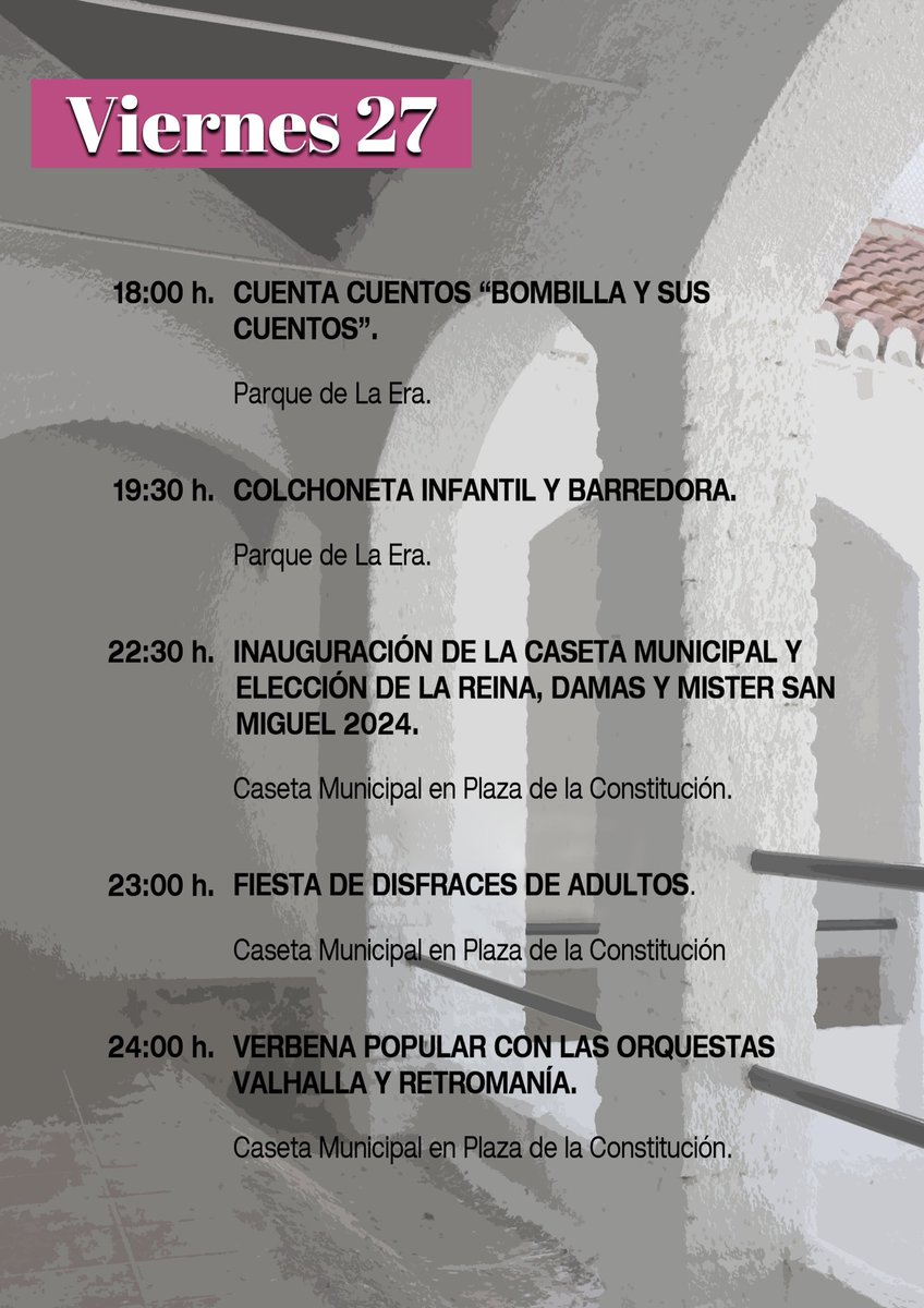 🎉 Las fiestas de Gualchos en honor a San Miguel Arcángel comienzan este viernes con actividades variadas y para todas las edades 🎉

👉🏻 ocio.gualchos.es/tradicion-musi…