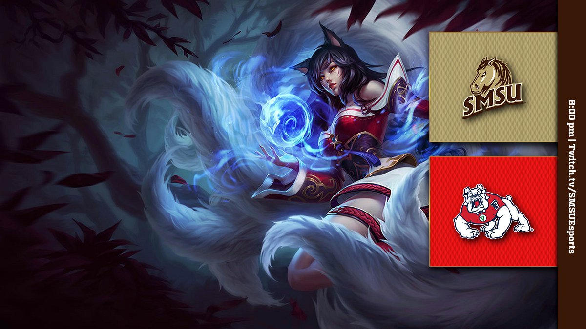 Tune in for SMSU League of Legends at 8:00pm Twitch.tv/SMSUEsports