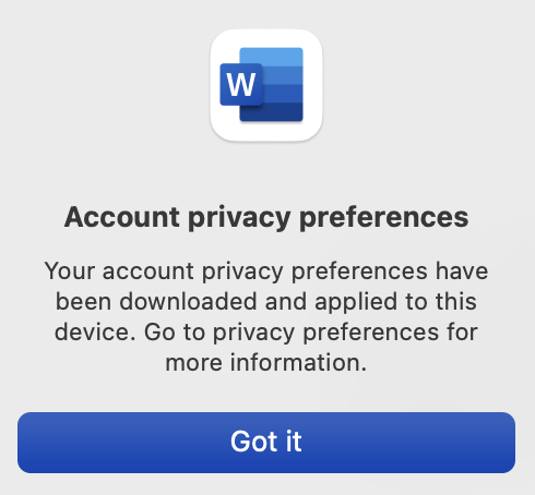 I fire up Microsoft Word and get this message.

My instant, reflexive reaction is fear. Also, certain knowledge that, whatever changed, it was not changed to benefit me in any way.