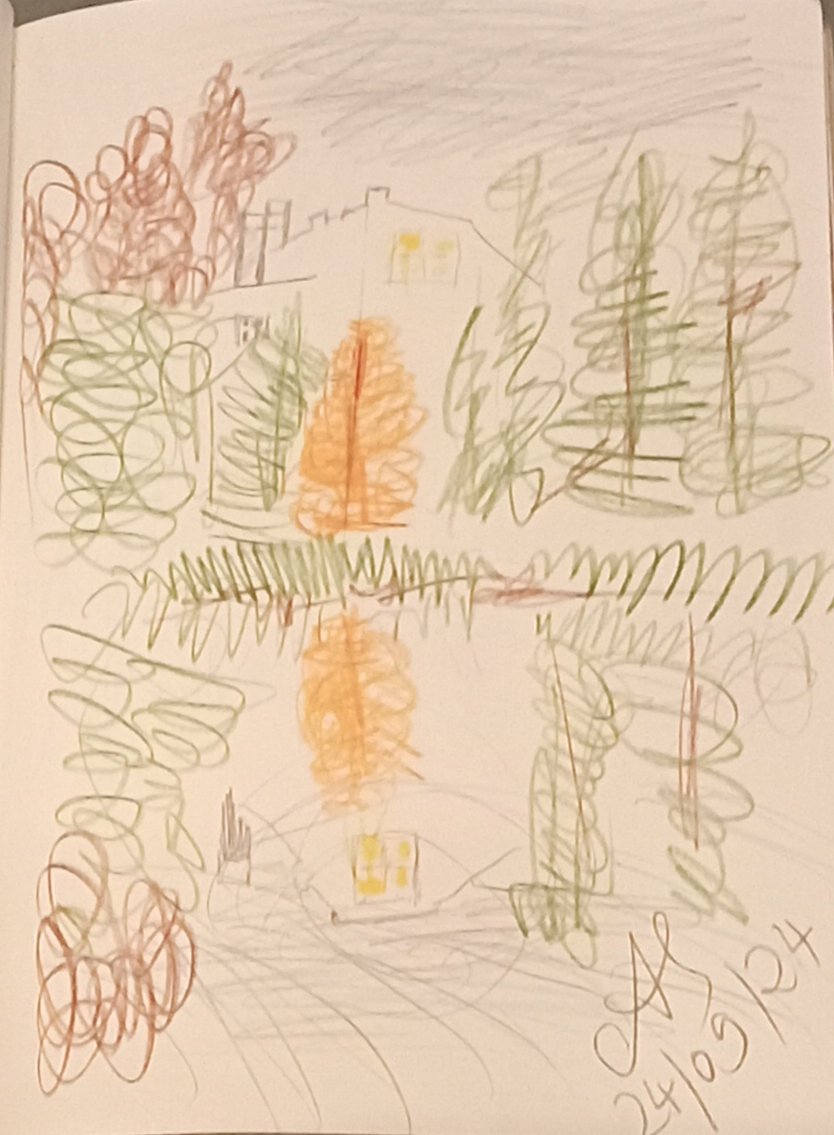 Sketch challenge continued today between the rain showers, so I had little time. Reflection of the Garibaldi pond: