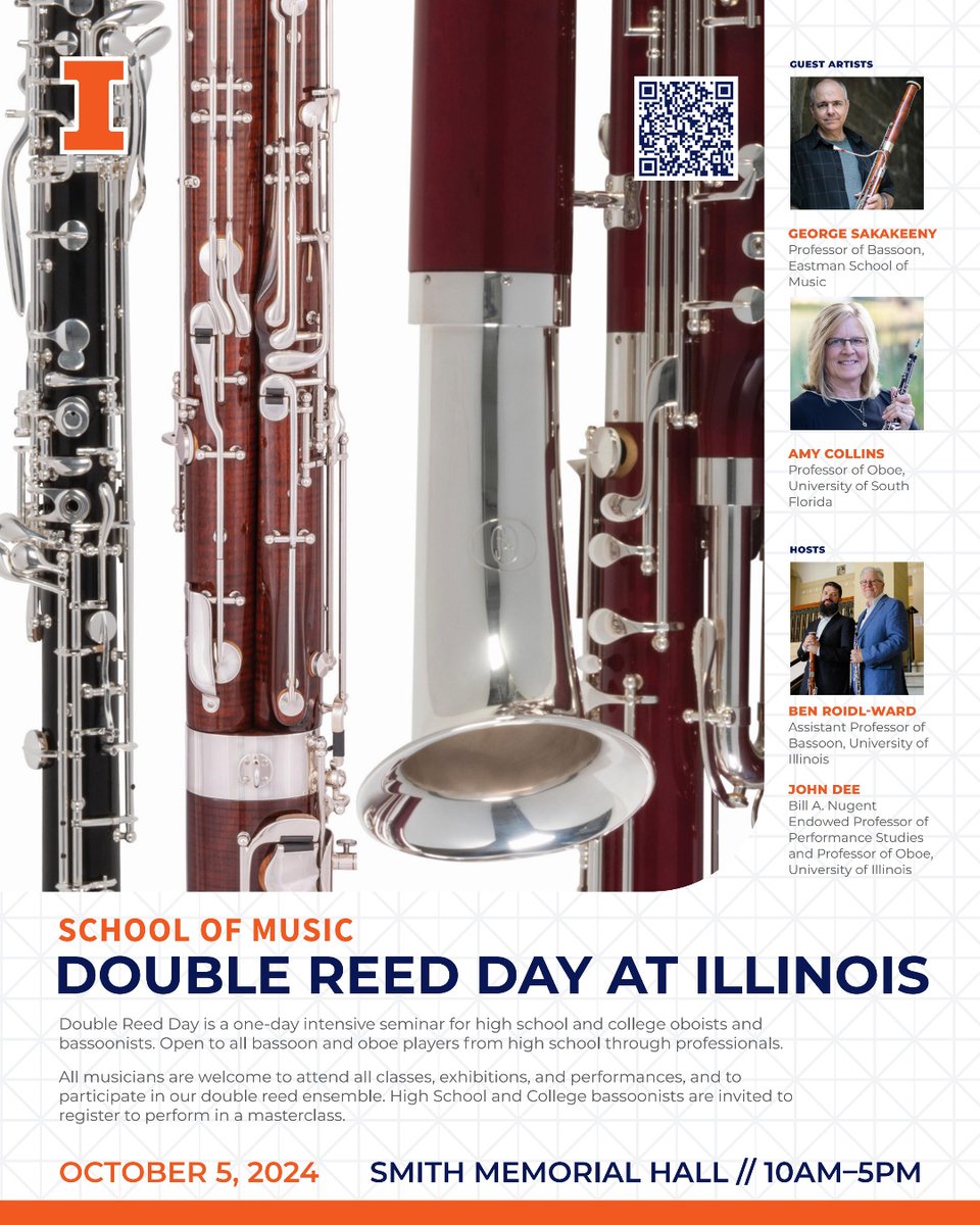 Double Reed Day is coming! Join us on Sat, Oct 5 for a one-day immersive experience designed for oboists and bassoonists of all skill levels—from high school students to professionals! 🎶

Explore the full schedule and register today: illinois.givepulse.com/event/490149