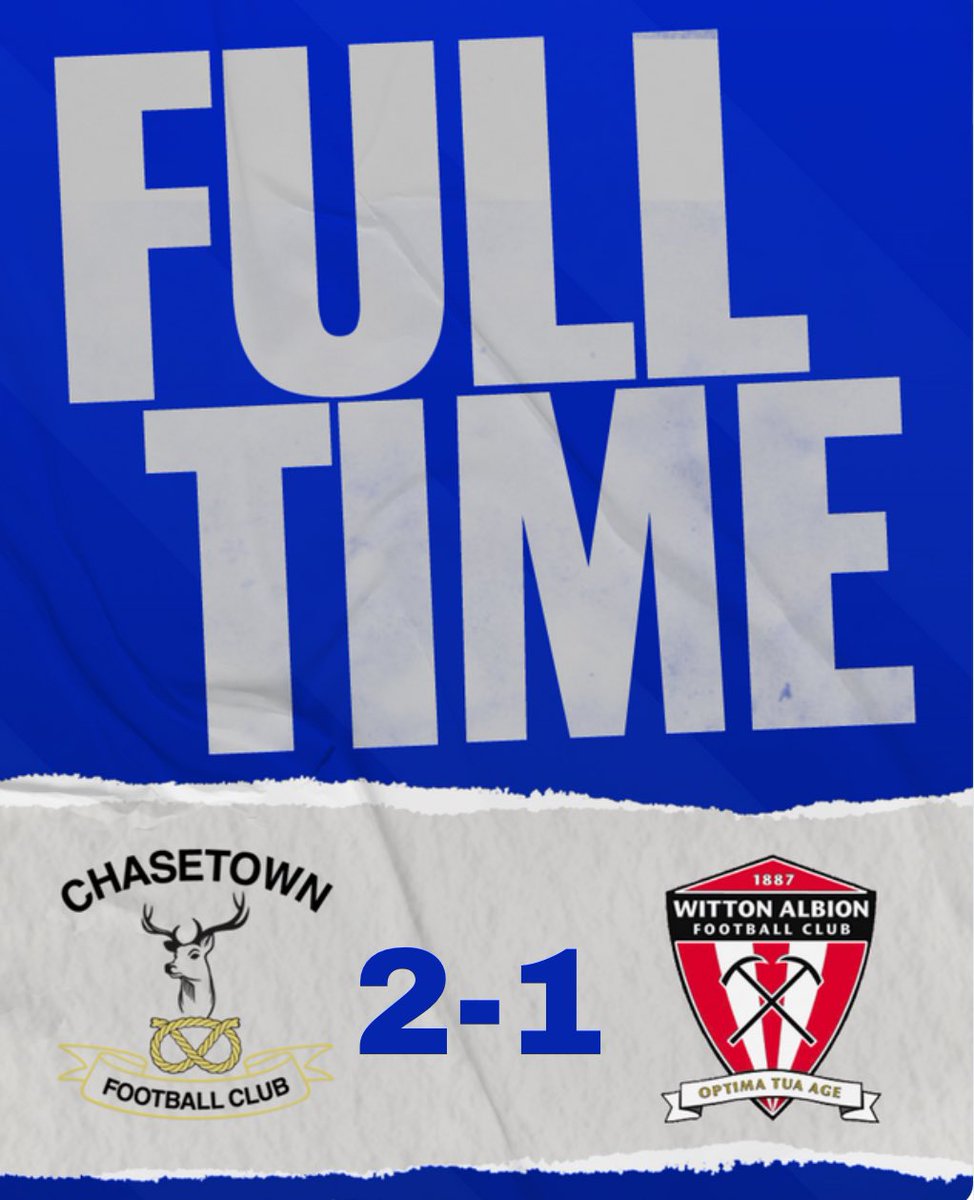 Full time: Chasetown 2 <a href="/WittonAlbion/">Witton Albion Football Club</a> 1

Safe travels home to everyone who attended tonight⚽️💙
