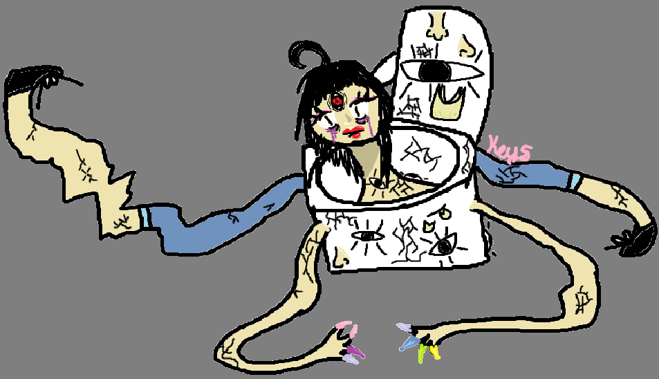 KeysChaos's tweet photo. please give constructive criticism #art #SkibidiToiletart #robloxart 

Here is some random made up lore I just thought up of at the middle of the night:

basically she was a gen alpha popstar material girl type of gal, said skibidi toilet TOO MUCH in her time before she TURNED https://t.co/dTMa1esuuC