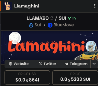 LlamaghiniSUI's tweet photo. Dexscreener updated! 

Join TG: https://t.co/sRMnh684cB https://t.co/RbHyODB6DM