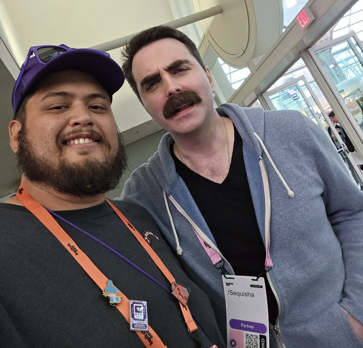itszooknee's tweet image. Walking by... couldn&apos;t miss this mustache! #CheatersSuck #TwitchCon2024