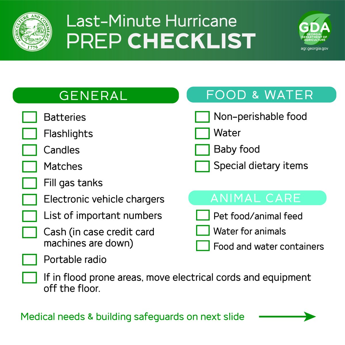 GaDeptAg's tweet photo. As Georgia braces for severe weather in the week ahead, now is the time to prepare. Heavy rainfall, flash flooding, strong winds, and tornadoes could be coming our way. Stay safe and prepare as much as you can! https://t.co/qsuZkRIzo9