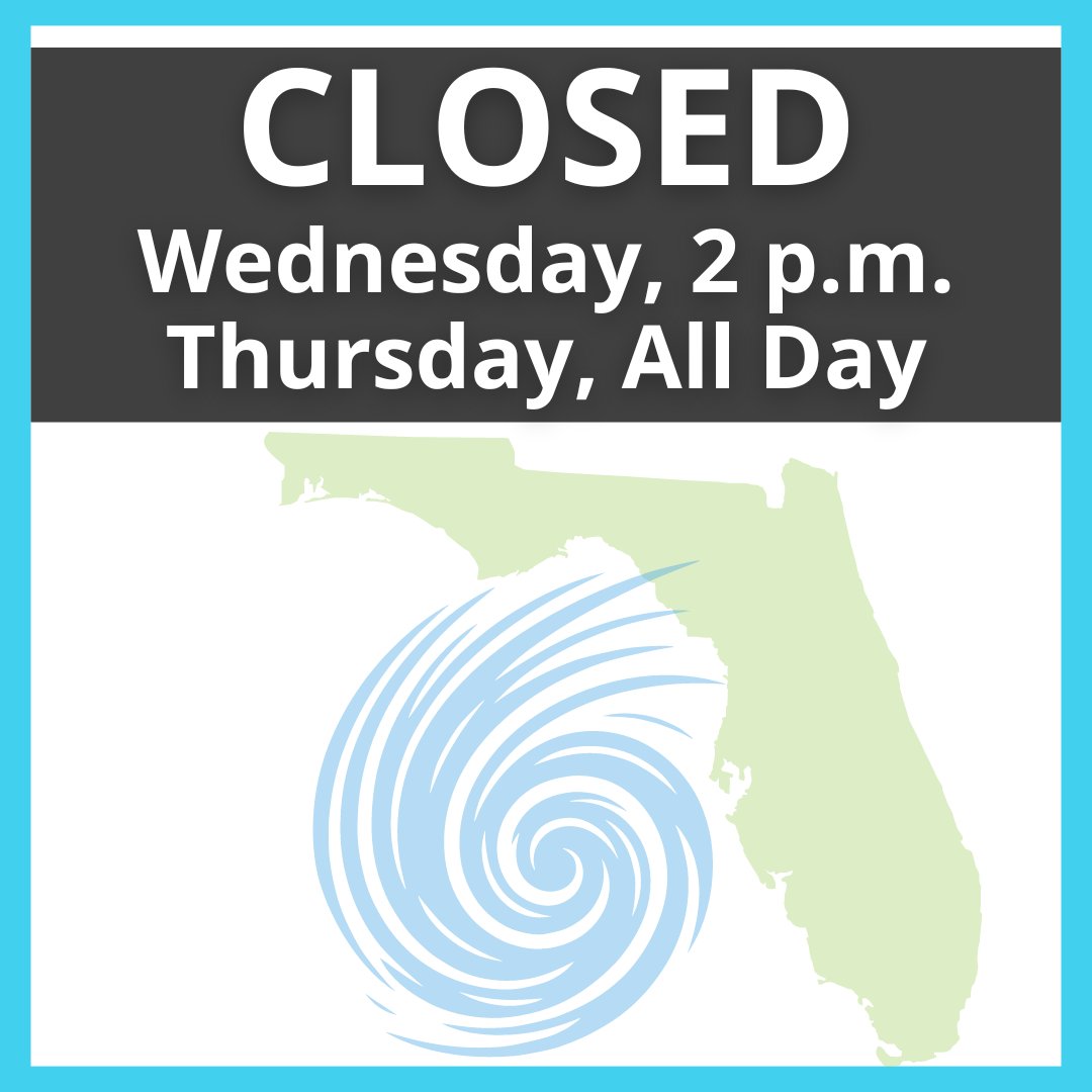 In light of what's predicted to become Hurricane Helene, Champions for Children will be closing services and business beginning Wednesday, September 25 at 2 p.m. through Thursday, September 26, close of business. Wishing our families safety!