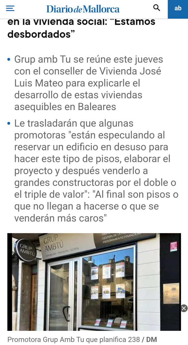 Quan deixes l' habitatge "en mans del mercat" 

Que l'habitatge sigui un dret hauria de ser possible 

diariodemallorca.es/mallorca/2024/…