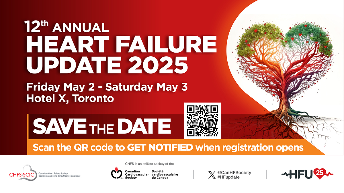 Mark your calendars for the 12th Annual Heart Failure Update 2025! 🌳❤️ Join us on May 2-3,2025 at Hotel X, Toronto.

🔔 Save the date and scan the QR code to get notified when registration opens! #HeartFailure #HFupdate

@canhfsociety @shelleyzieroth @kimandersonsh1
