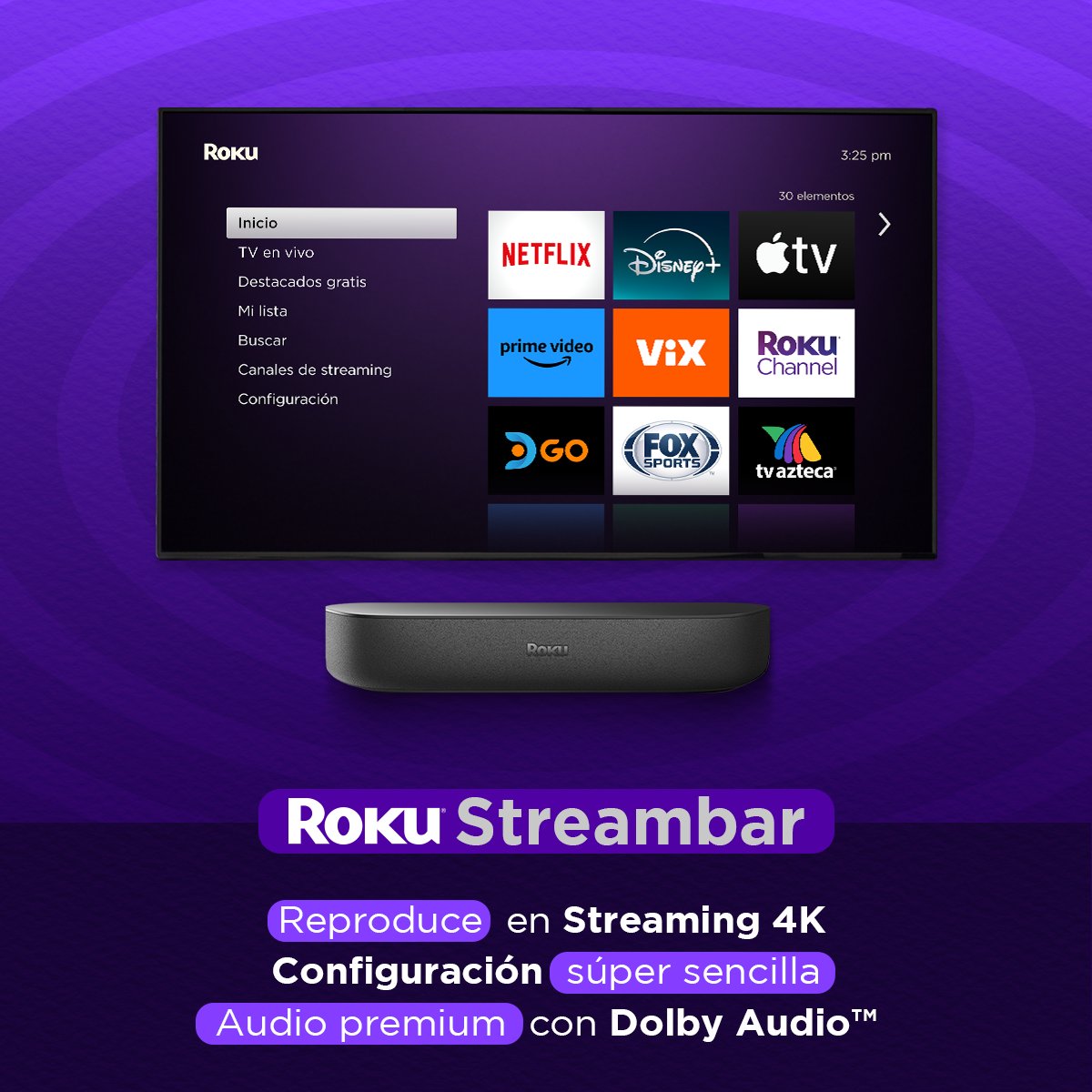 RokuMX_Oficial's tweet photo. Mejora tu entretenimiento y dale un ✨glow-up✨ a tu TV con Roku Streambar. Sonido potente y streaming en 4K, todo en un solo dispositivo compacto.
Conoce más información en: https://t.co/n546CsagWx
#Roku #Streambar https://t.co/YS98Vmc5jQ