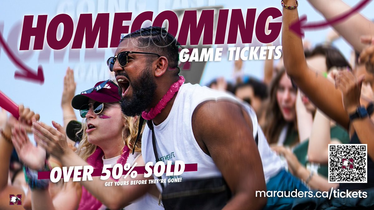 McMasterSports's tweet photo. Do you have your Homecoming Game ticket? 

Don't miss out! Tickets are going fast!

🏈: vs. Western Mustangs
📅: 1 pm | Oct. 5, 2024
📍: Ron Joyce Stadium
🎟️: https://t.co/30YdsNcpRW

#GoMacGo🦅
https://t.co/MC4cQ4kcpq https://t.co/VWSqIt4lrv