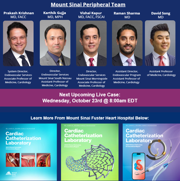 Tune in tomorrow at 8am EDT to watch a LIVE "Multilevel Complex Intervention of Common Femoral and Superfical Femoral Artery" from Mount Sinai Hospital

ccclivecases.org

#cardiology #peripheral #interventionalcardiology #vascular #endovascular #cardiox  #femoral #artery
