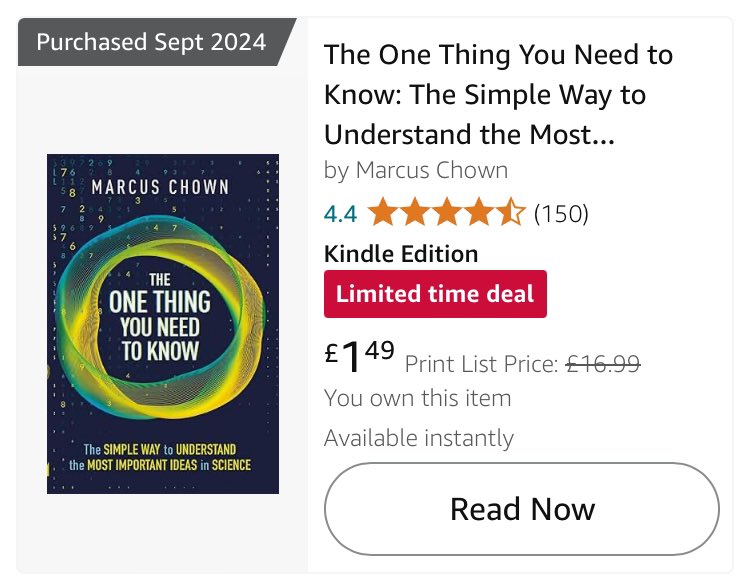 Usmology's tweet photo. @marcuschown @Ri_Science @HoZ_Books @FelicityBryan Extremely envious of the audience. Slightly cheered up by nabbing this bargain (already have the paperback). https://t.co/j26tNbOj30