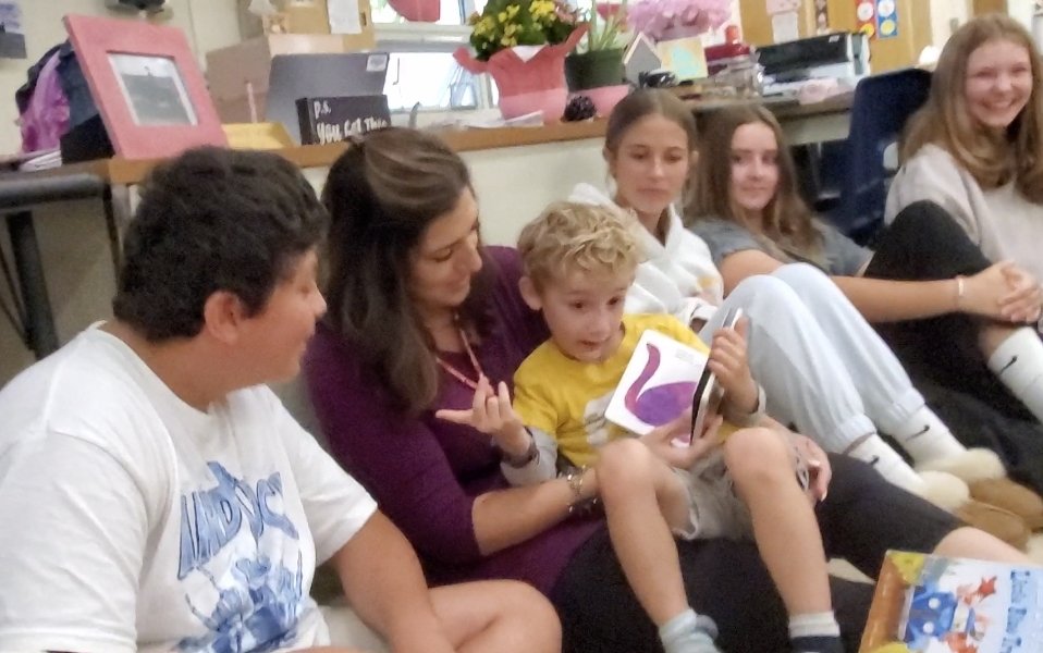 We had a guest visitor today!

Our class has had the privilege to read to toddlers. Today's toddler ended up reading to the class. 😀 

The Child Care Class even heard all about cats from our toddler. 

He read the book, Brown Bear Brown Bear What Do You See? by Martin &amp; Carle.