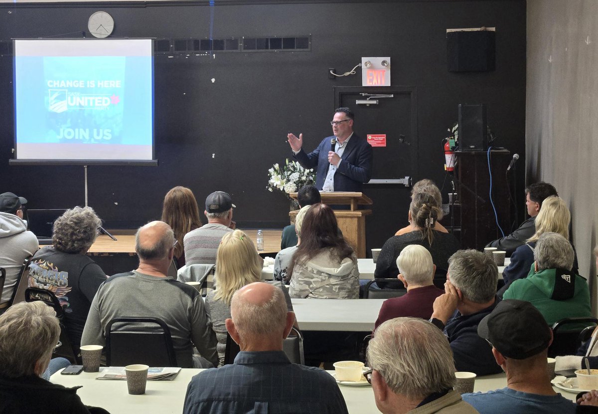JonHromek's tweet image. Incredible turnout at the Weyburn Sask United town hall last night!

The people of Weyburn and the surrounding area are ready for change. @McinnesSask and her team will be making strides in Weyburn-Bengough in the upcoming election!

#youdeservebetter #saskcanbebetter