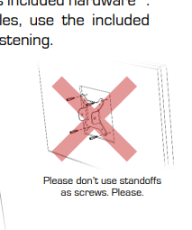 scootaloose's tweet photo. installing the @AdvSimRacing VESA mounts for my monitors and came across this notice on the assembly manual 
It looks like the double please tells a story here💀 https://t.co/SAMYwB1MGs