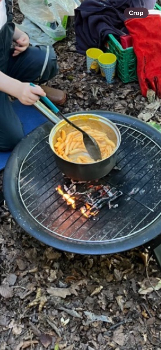 Nursery/ P1 children learning together. Exploring recipes together, enjoying lovely lunches around the fire on full day woods experiences. P1s being amazing role models to the nursery children #leadership #nature #learningFromEachother#lifeSkills