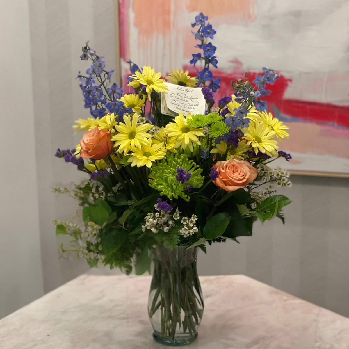 StoneOakDDS's tweet photo. Dr Beckel’s patient sent these beautiful flowers to convey his gratitude to Amanda, Izzy and Karen. We are grateful for wonderful patients like him! https://t.co/CKlvhJpjIF