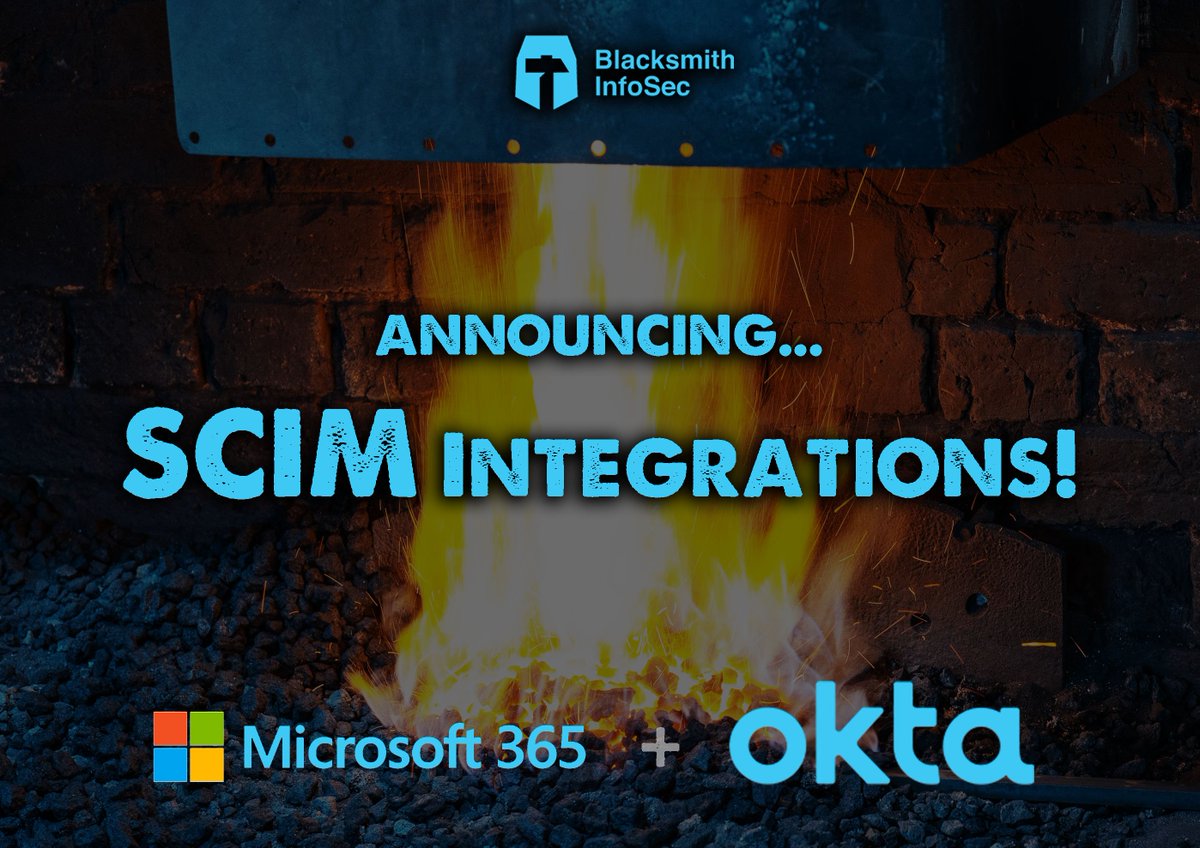 BlacksmithIS's tweet image. 🚨 Exciting News! 🚨
Blacksmith InfoSec supports @Microsoft and @Okta for #SCIM! 🎉 This makes it easier for #MSPs to manage users for clients using Microsoft or Okta without a SCIM tax! 🛠️ With this integration, managing identities is more seamless and secure. 🔐 #MSPsolutions
