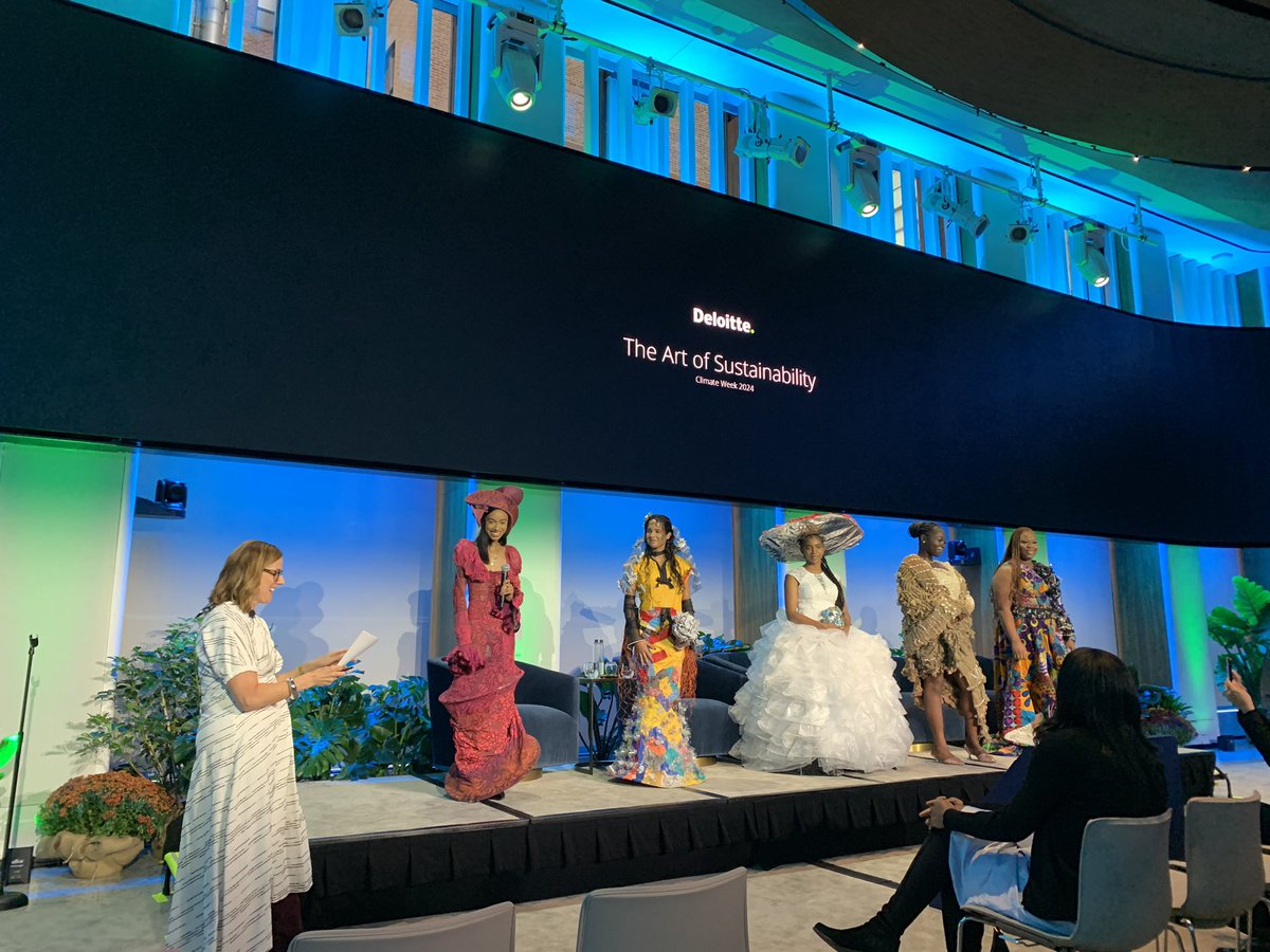 Highlighting the #art of #Sustainability at the <a href="/Deloitte/">Deloitte</a> Hub for #ClimateWeek2024. <a href="/junkkouture/">Junk Kouture</a> models showing their designs that embody the #SDGs. Providing a platform for youth to lead. #Unstoppable #ClimateWeekNYC
